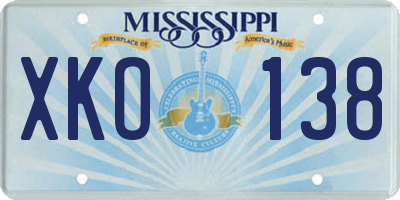 MS license plate XKO138