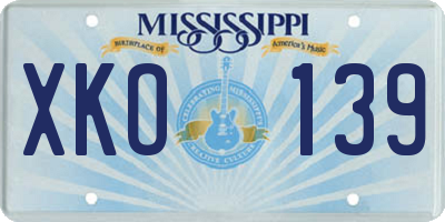 MS license plate XKO139