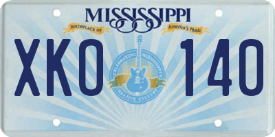 MS license plate XKO140