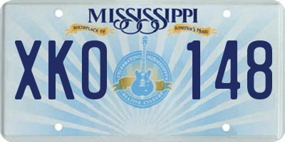 MS license plate XKO148