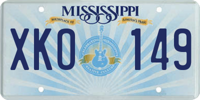 MS license plate XKO149