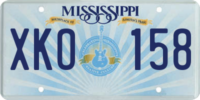 MS license plate XKO158