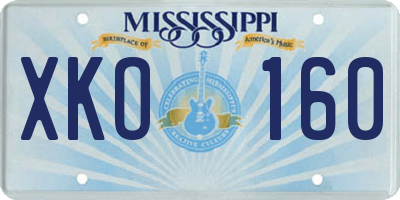 MS license plate XKO160