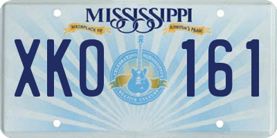 MS license plate XKO161