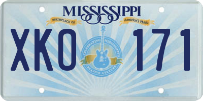 MS license plate XKO171