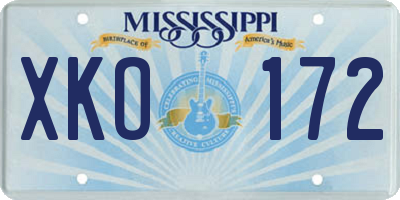 MS license plate XKO172