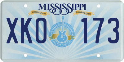 MS license plate XKO173