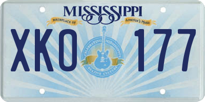 MS license plate XKO177