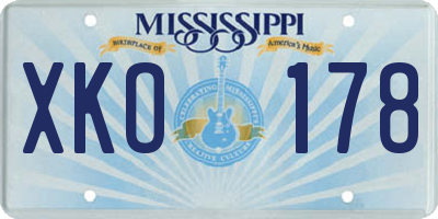 MS license plate XKO178