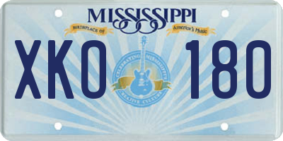 MS license plate XKO180