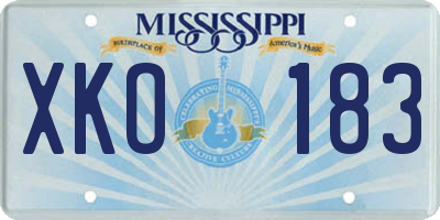 MS license plate XKO183
