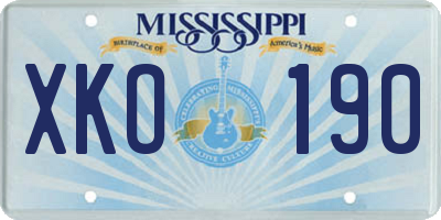 MS license plate XKO190