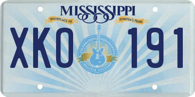 MS license plate XKO191