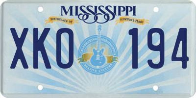 MS license plate XKO194