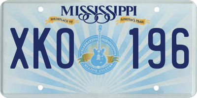 MS license plate XKO196