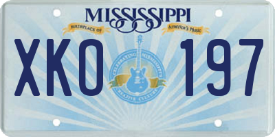 MS license plate XKO197