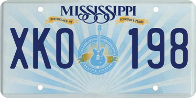 MS license plate XKO198