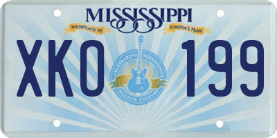 MS license plate XKO199