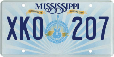 MS license plate XKO207