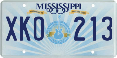 MS license plate XKO213