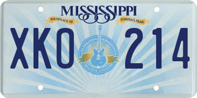 MS license plate XKO214