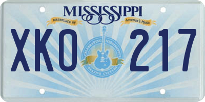 MS license plate XKO217