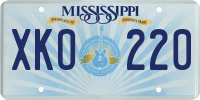 MS license plate XKO220