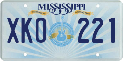 MS license plate XKO221