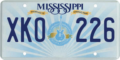 MS license plate XKO226