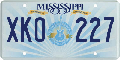 MS license plate XKO227