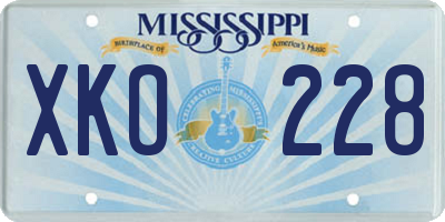 MS license plate XKO228