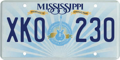 MS license plate XKO230