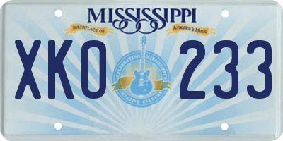 MS license plate XKO233
