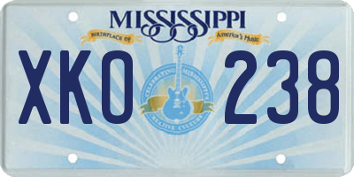 MS license plate XKO238
