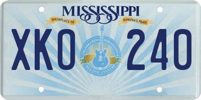 MS license plate XKO240