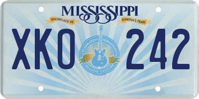 MS license plate XKO242