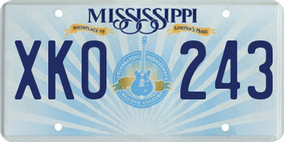 MS license plate XKO243