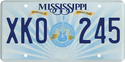 MS license plate XKO245