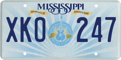 MS license plate XKO247