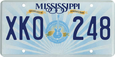 MS license plate XKO248