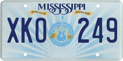 MS license plate XKO249