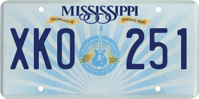MS license plate XKO251