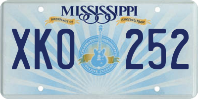 MS license plate XKO252