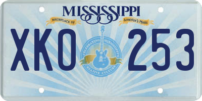 MS license plate XKO253