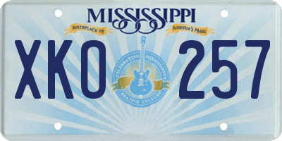 MS license plate XKO257