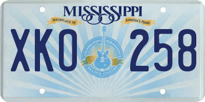 MS license plate XKO258