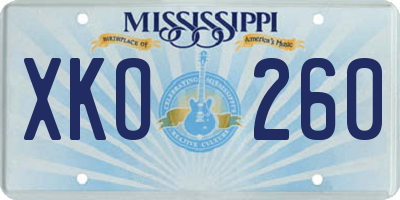 MS license plate XKO260