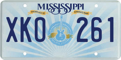 MS license plate XKO261