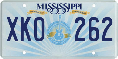 MS license plate XKO262