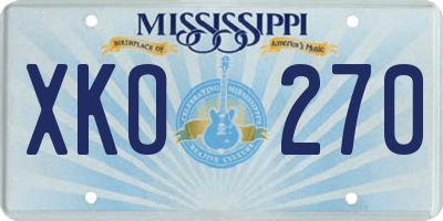 MS license plate XKO270